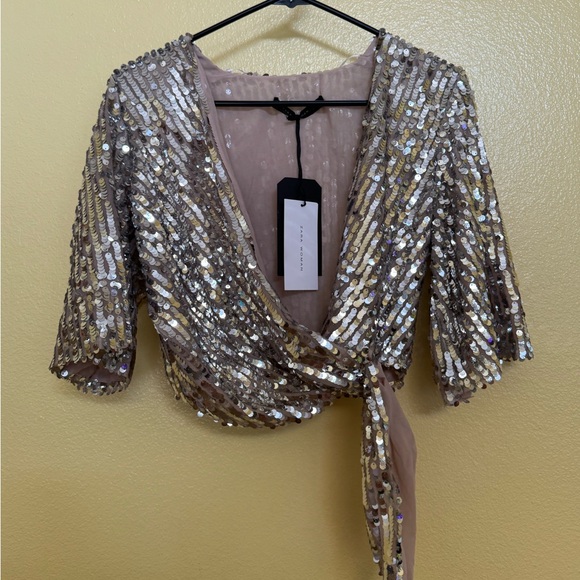 Zara sequin crop top XS w Tag - Picture 1 of 4